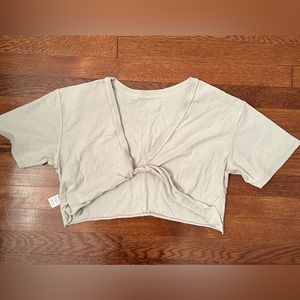 Joah Brown Light Beige Crop Twist Top